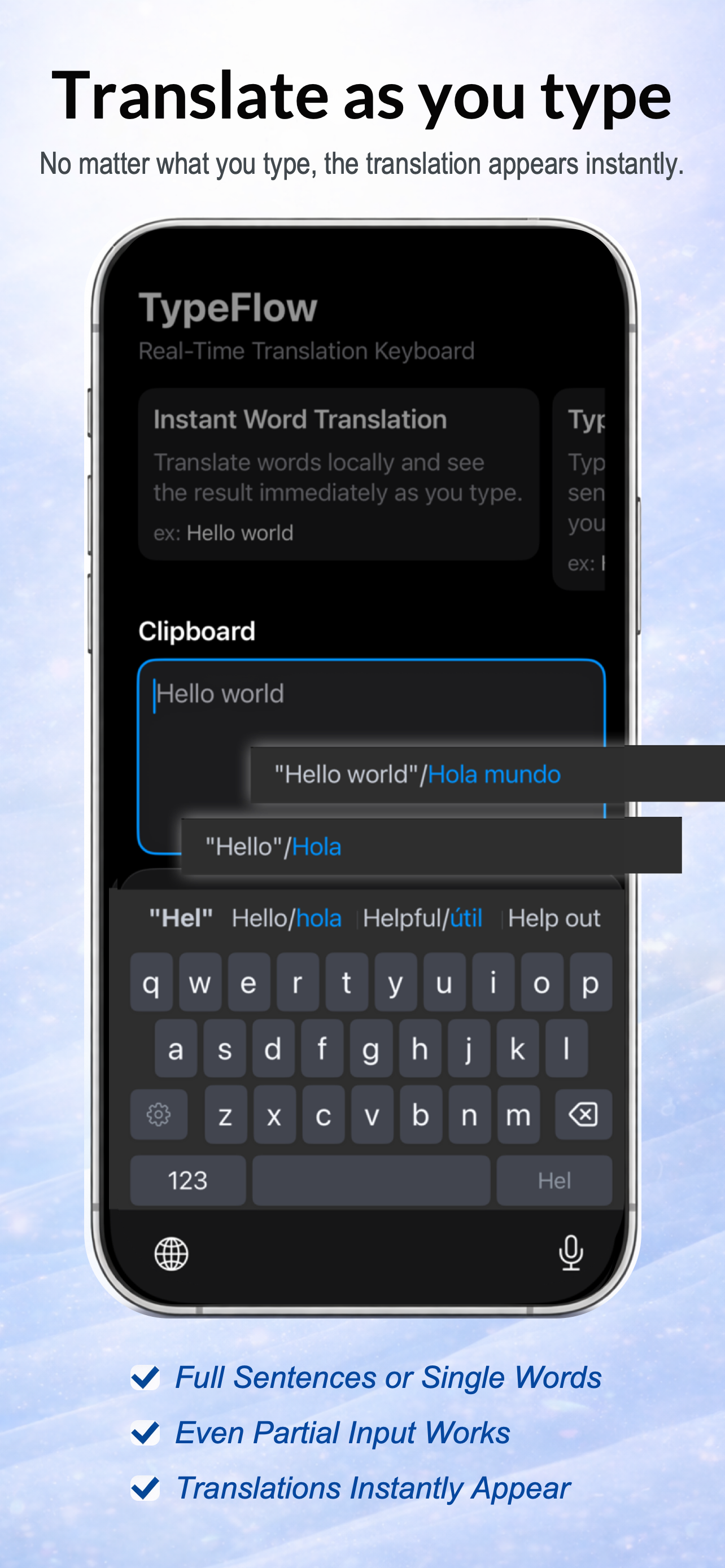 Full sentences or single words screenshot